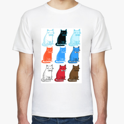 Футболка с принтом Разноцветные коты