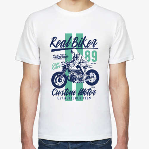 Футболка с принтом Custom Motor Real Biker