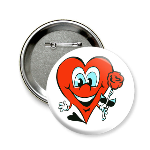 Значок 58мм с принтом сердце
