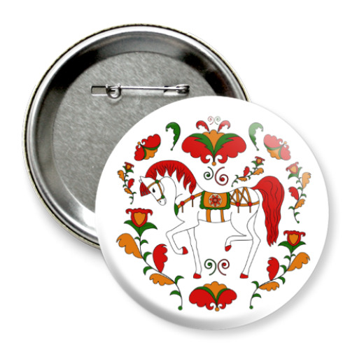 Значок 75мм с принтом Russian folk ornament