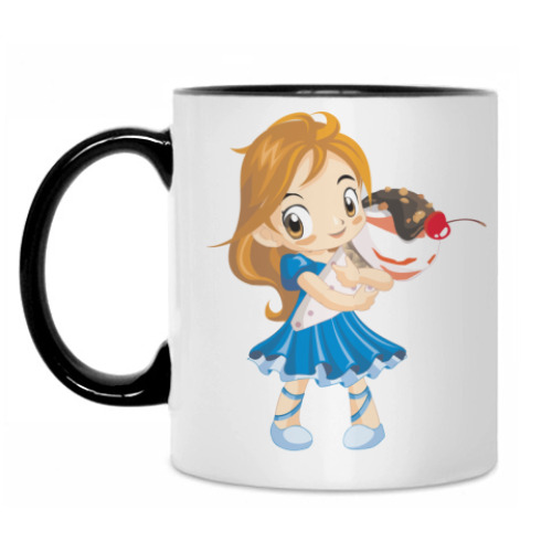 Кружка с принтом Девочка с мороженкой