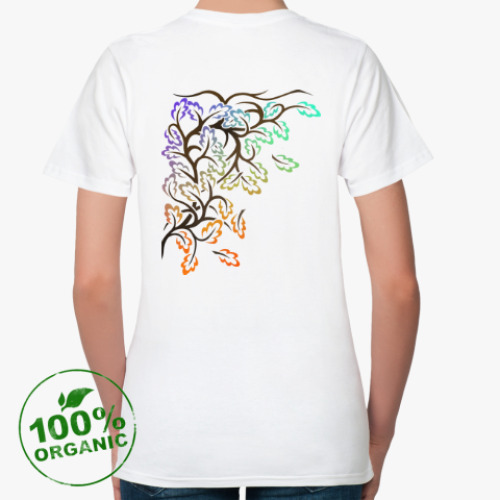 Женская футболка из органик-хлопка с принтом Листья