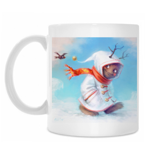 Кружка с принтом Зимний монстрик