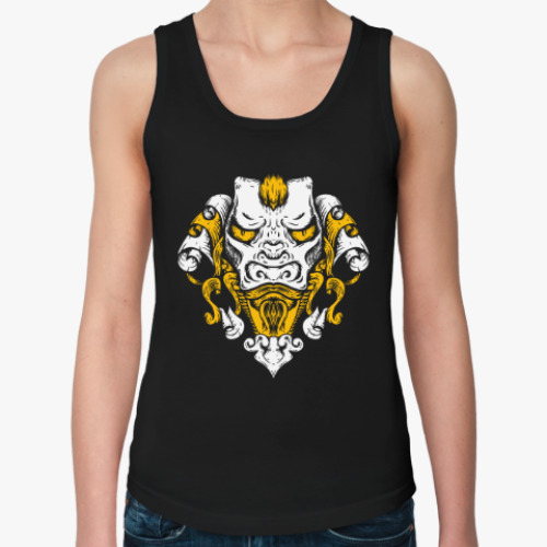 Женская майка с принтом Восточный тату дракон