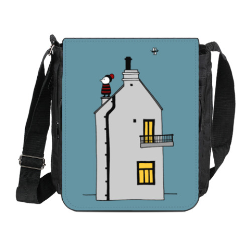 Сумка на плечо (мини-планшет) с принтом Корнуольский домик