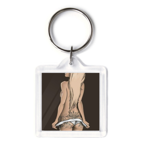 Брелок с принтом Девушка с тату.