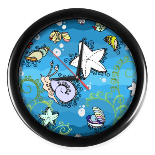 Настенные часы с принтом Морское дно