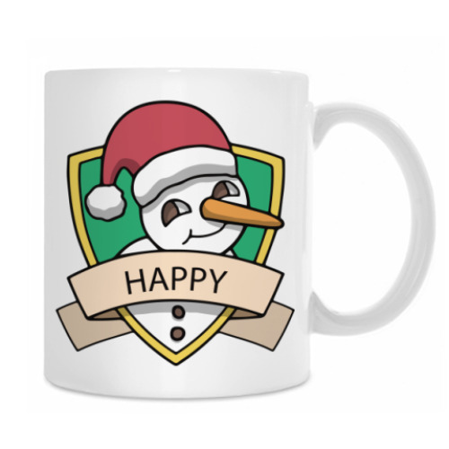 Кружка с принтом Снеговик