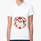 Женская рубашка поло (печать)  Russian folk ornament