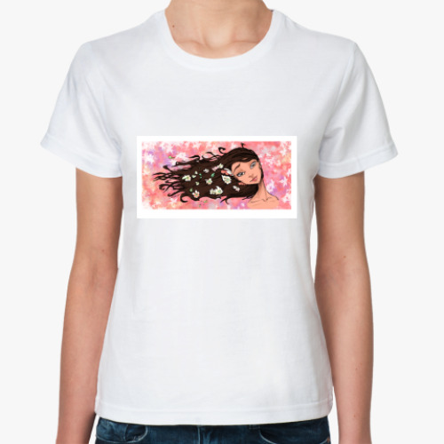 Классическая футболка с принтом Девушка