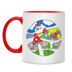 Двухцветная кружка Солнечные мухоморы