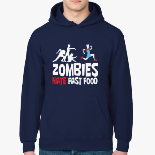 Толстовка худи с принтом Zombies hate fast food