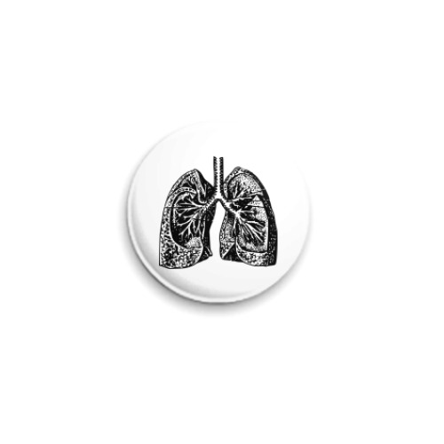 Значок 25мм с принтом  'Anatomy: Lungs'