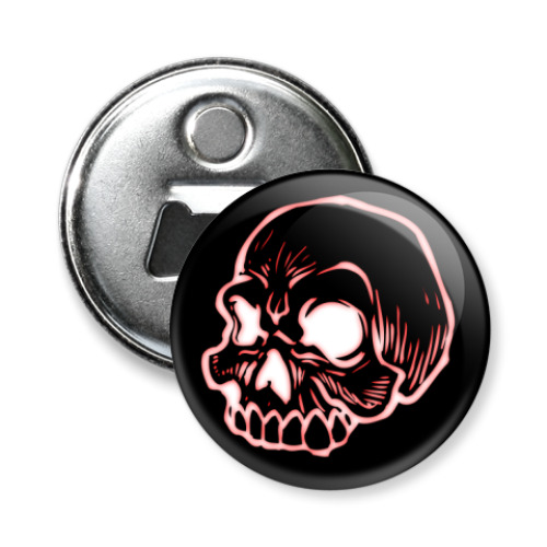 Магнит-открывашка с принтом skull