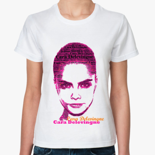 Классическая футболка с принтом Cara Delevingne/Кара Делевинь