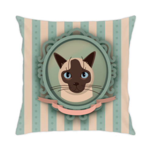 Подушка с принтом Сиамский кот