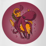 Морское чудовище осьминог обвивший якорь под водой