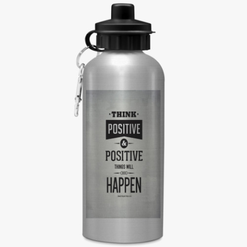 Бутылка с карабином (500 мл) с принтом Positive