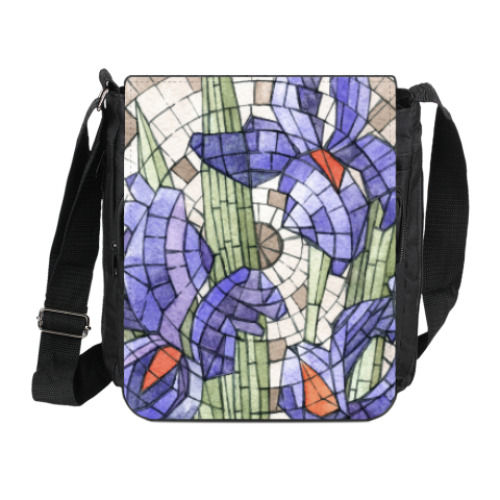 Сумка на плечо (мини-планшет) с принтом Ирисы