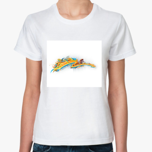 Классическая футболка с принтом  Арт радуга.