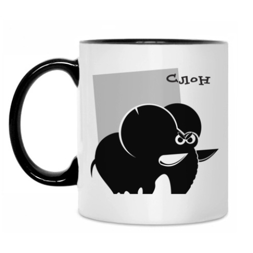 Кружка с принтом Слон серьезный