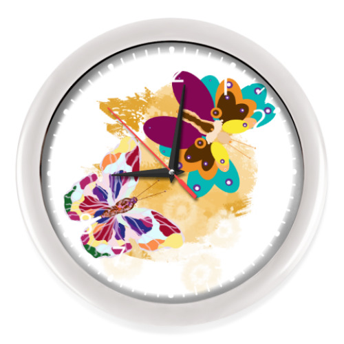 Настенные часы с принтом Бабочки