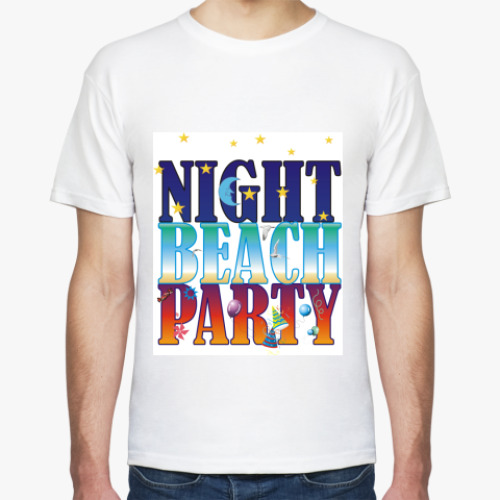 Футболка с принтом  Ночь пляж вечеринка