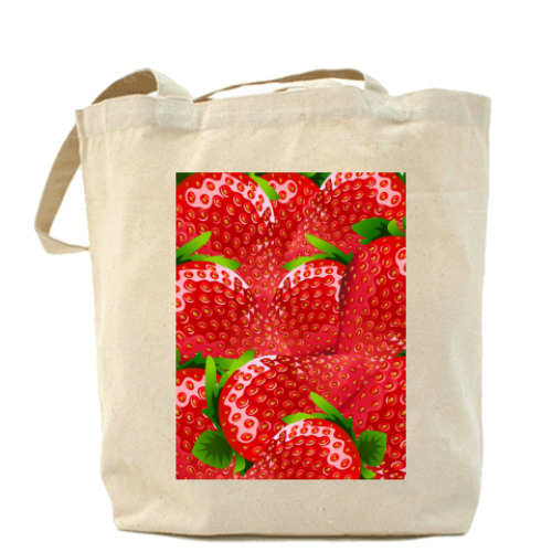 Сумка шоппер с принтом Клубника