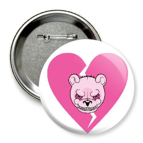 Значок 75мм с принтом злой мишка всегда с тобой