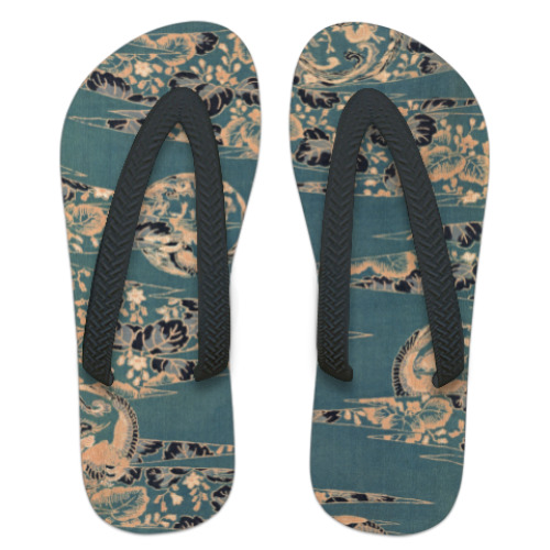 Шлепанцы (сланцы) с принтом Ткань с узором