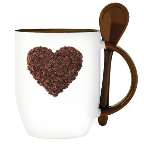 Кружка с ложкой с принтом Шоколадная любовь