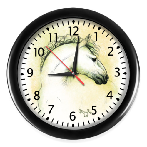Настенные часы с принтом Весенняя лошадь
