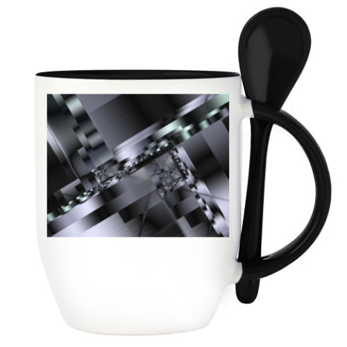 Кружка с ложкой с принтом Структура