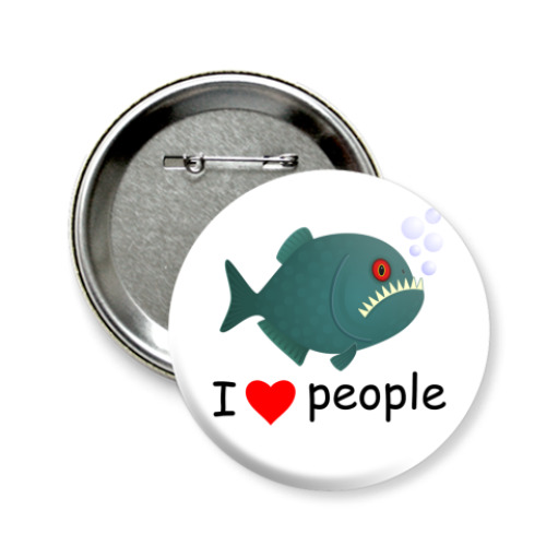 Значок 58мм с принтом I love people