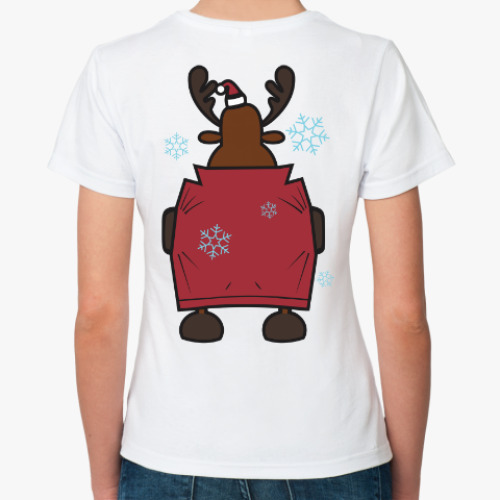 Классическая футболка с принтом Олень в плаще