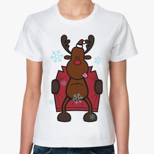 Классическая футболка с принтом Олень в плаще