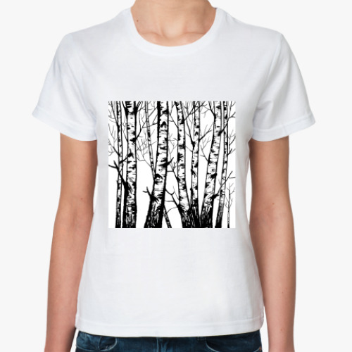 Классическая футболка с принтом Березы
