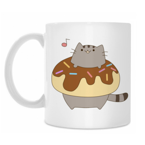 Кружка с принтом Котенок в пончике