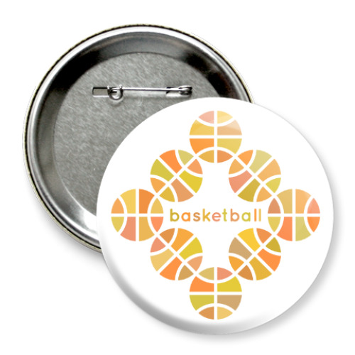 Значок 75мм с принтом Баскетбольные мяч