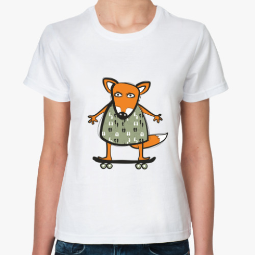 Классическая футболка с принтом 'Лиса'