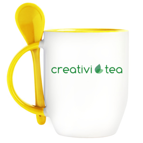 Кружка с ложкой с принтом Креативность