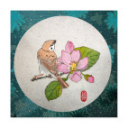 Виниловая наклейка, квадрат (8 х 8 см) Воробей