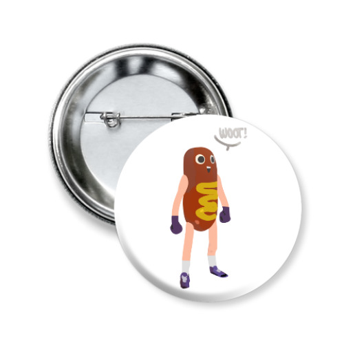 Значок 50мм с принтом Hot Dog Man