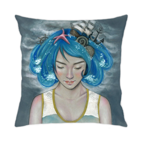 Подушка с принтом SEA GIRL