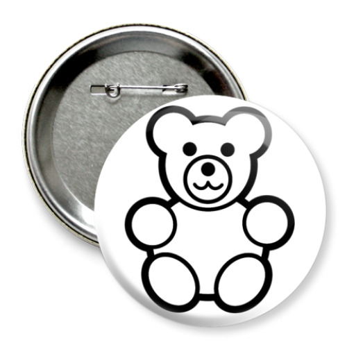 Значок 75мм с принтом Мишка