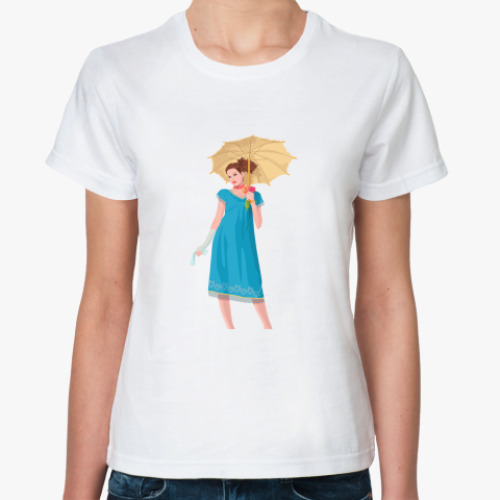 Классическая футболка с принтом Девушка