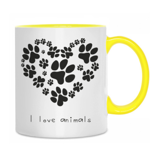 Кружка с принтом I love animals