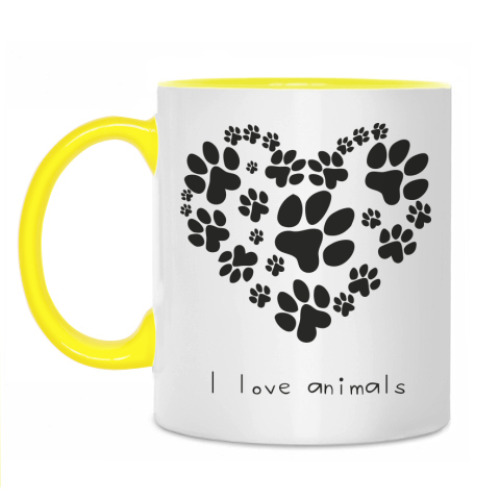 Кружка с принтом I love animals
