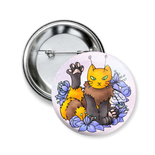 Значок 50мм с принтом Пчёлокот - делай хоба!