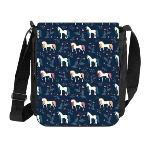 Сумка на плечо (мини-планшет) с принтом Паттерн 'Спящие единороги'